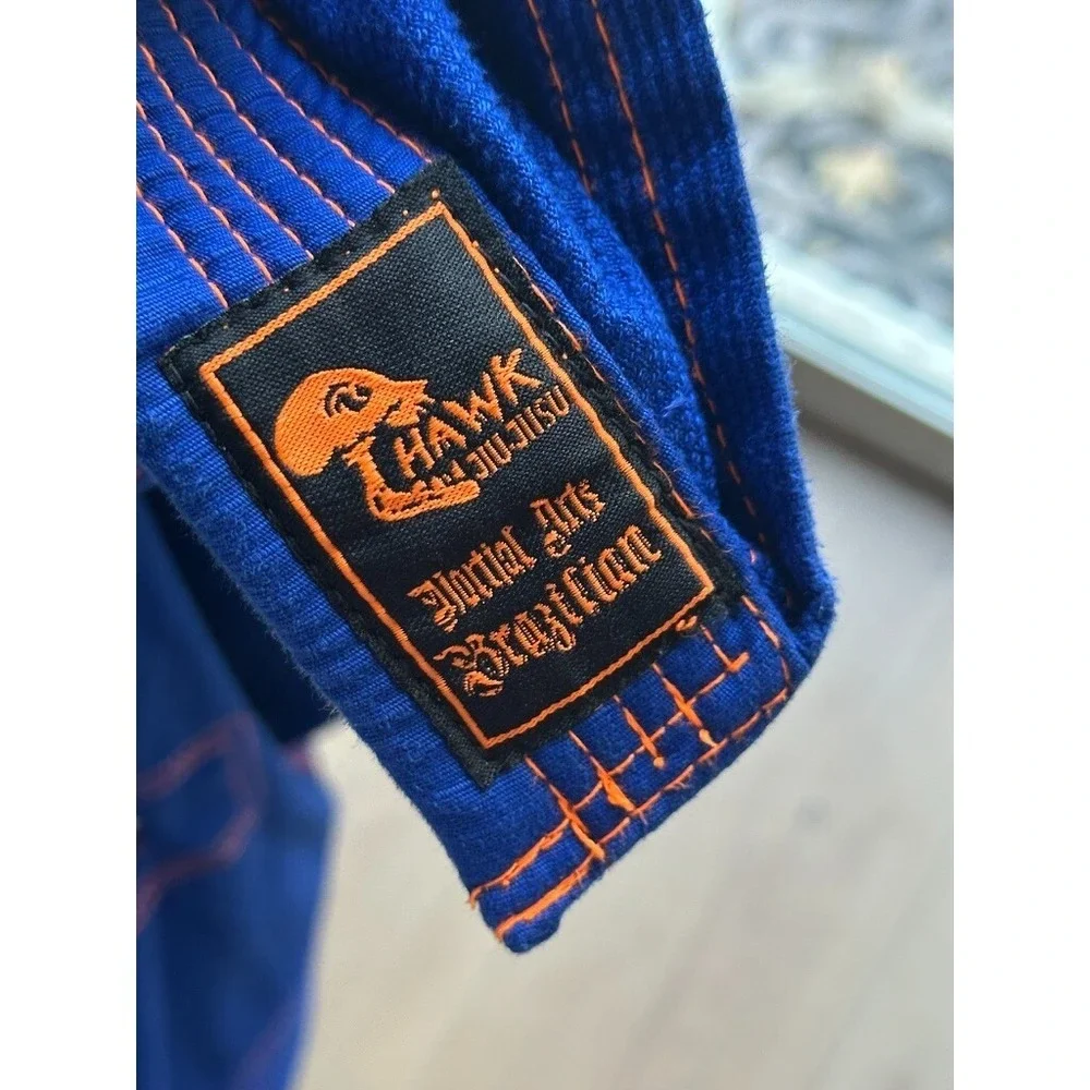 Hawk Jiu Jitsu Kids Lightweight Gi K0 Blue Orange Stitch - Top Only No Belt